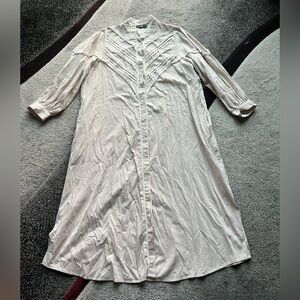 Pomander Place Beige Long Sleeve MIDI Shirt Dress